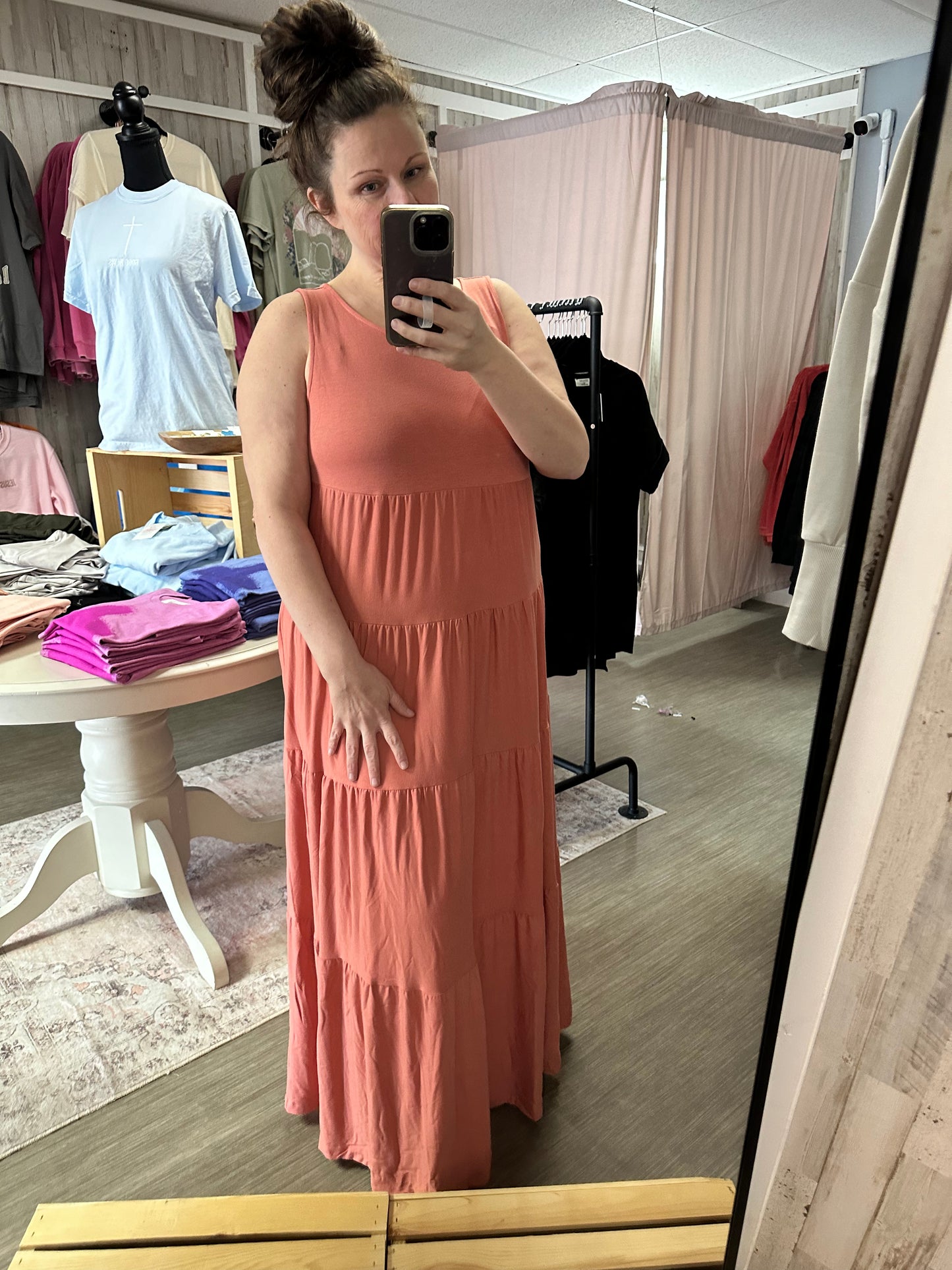 Ash Rose Sleeveless Tiered Maxi Dress