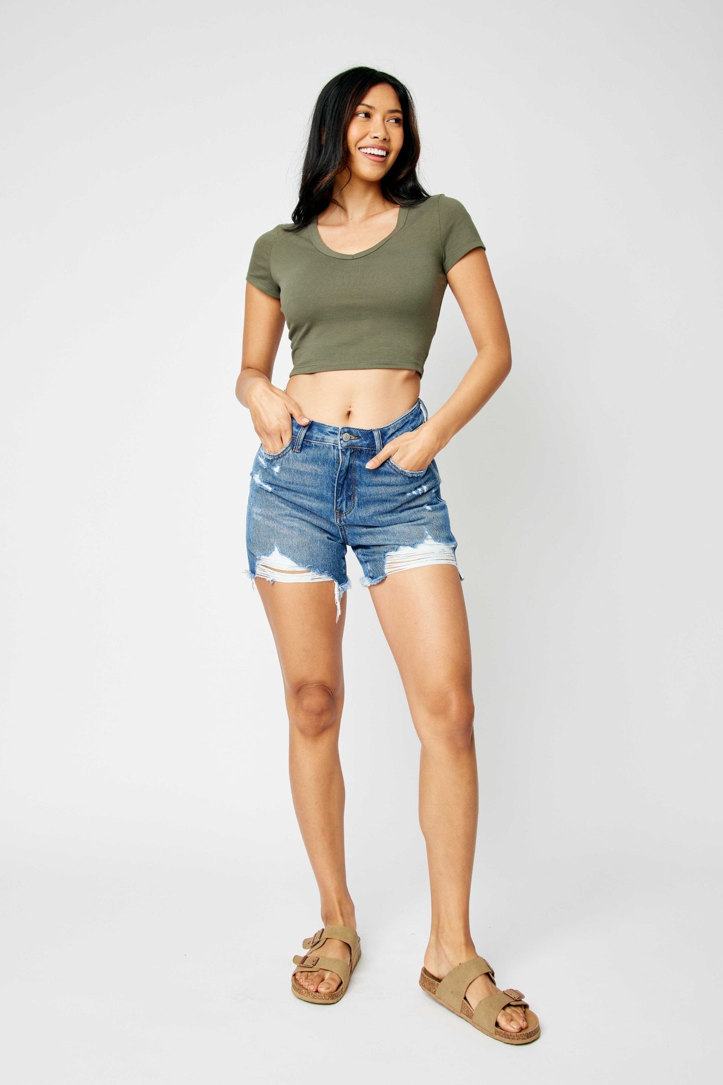 Judy Blue High Waist Rigid Magic Destroyed Shorts