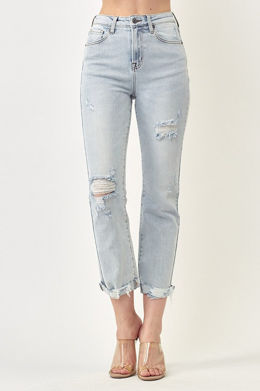 Risen Mid Rise Vintage Straight Leg Jeans