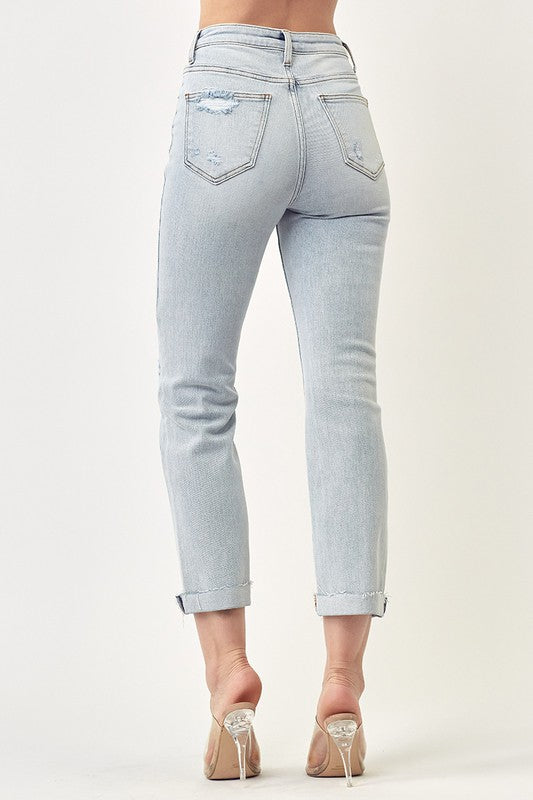 Risen Mid Rise Vintage Straight Leg Jeans