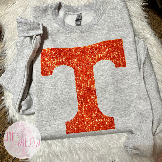 Faux Glitter Power T Graphic Sweatshirt