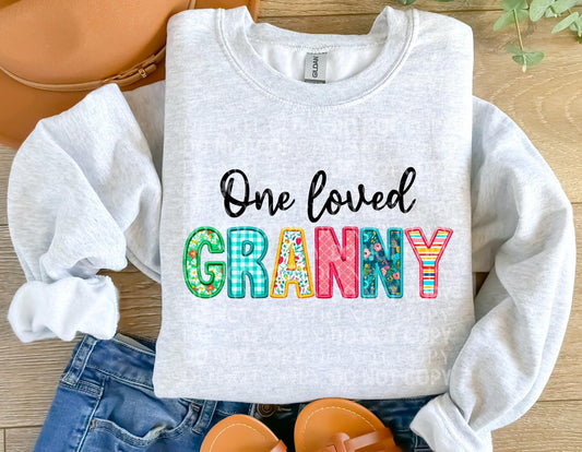 One Loved Granny Spring Faux Embroidery Graphic Tee/Sweatshirt