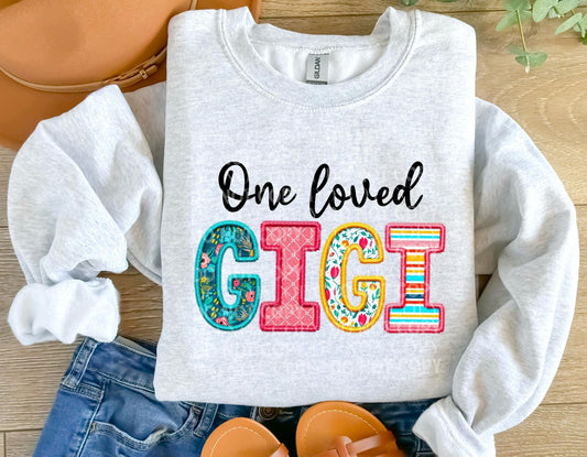 One Loved Gigi Spring Faux Embroidery Graphic Tee/Sweatshirt