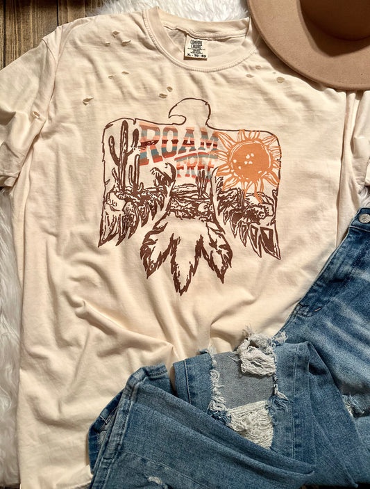 Roam Free Distressed Graphic Tee