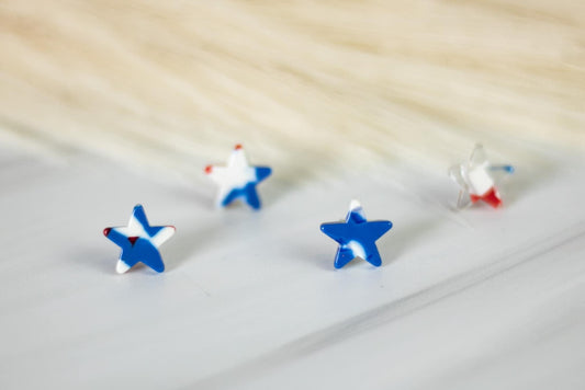 Red, White and Blue Star Studs