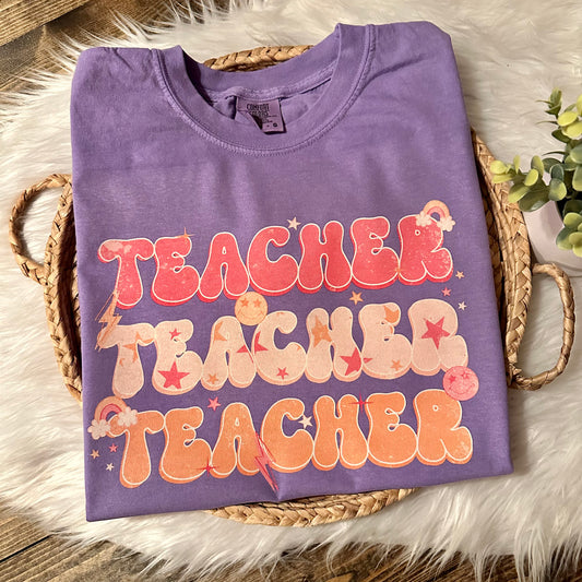 Teacher Stacked Retro Graphic Tee