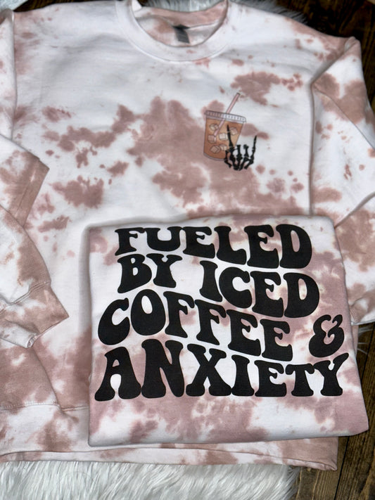 Fueled By Iced Coffee and Anxiety Graphic Sweatshirt