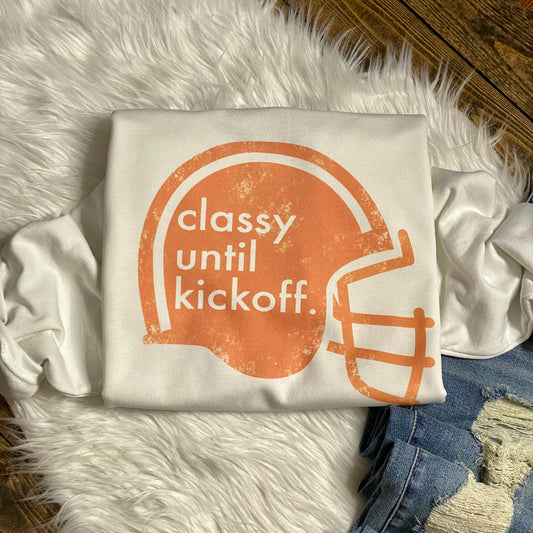 Classy Until Kickoff Orange Graphic Tee/Sweatshirt