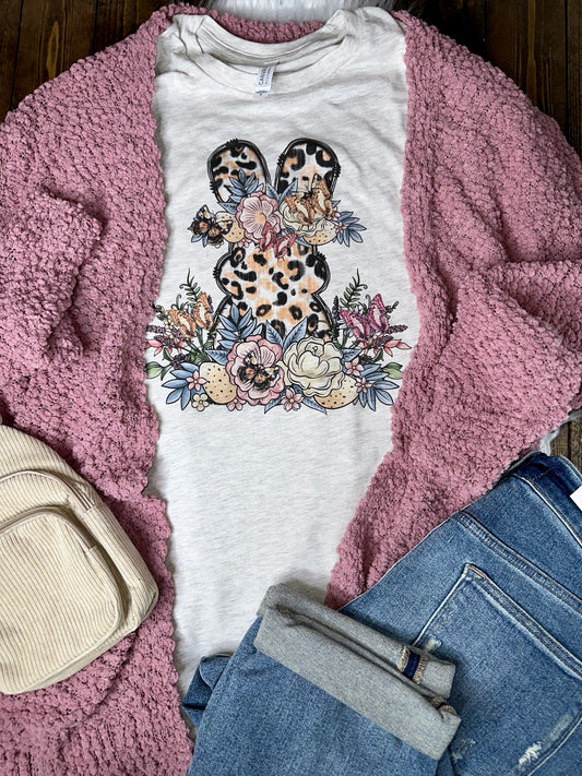 Floral Leopard Bunny Tee