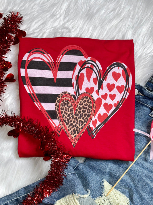 Doodle Heart Trio Graphic Tee