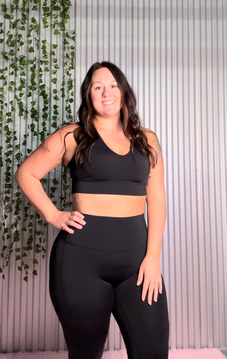 Black Sports Bra and Leggings Set