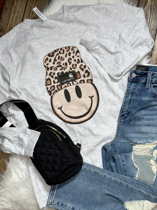 Smiley Beanie Long Sleeve Graphic Tee