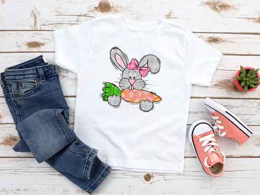 Girl Bunny With Carrot Graphic Tee