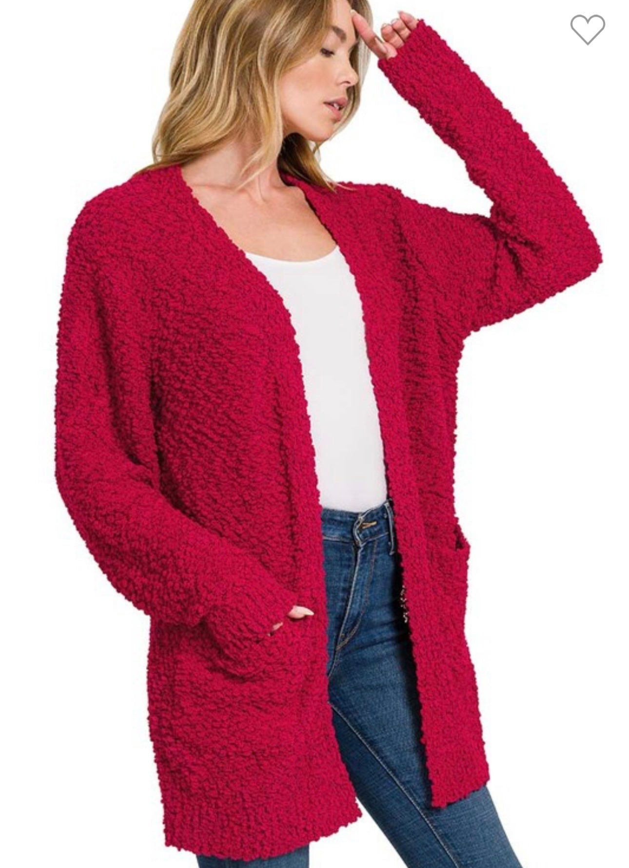 Red Popcorn Cardigan