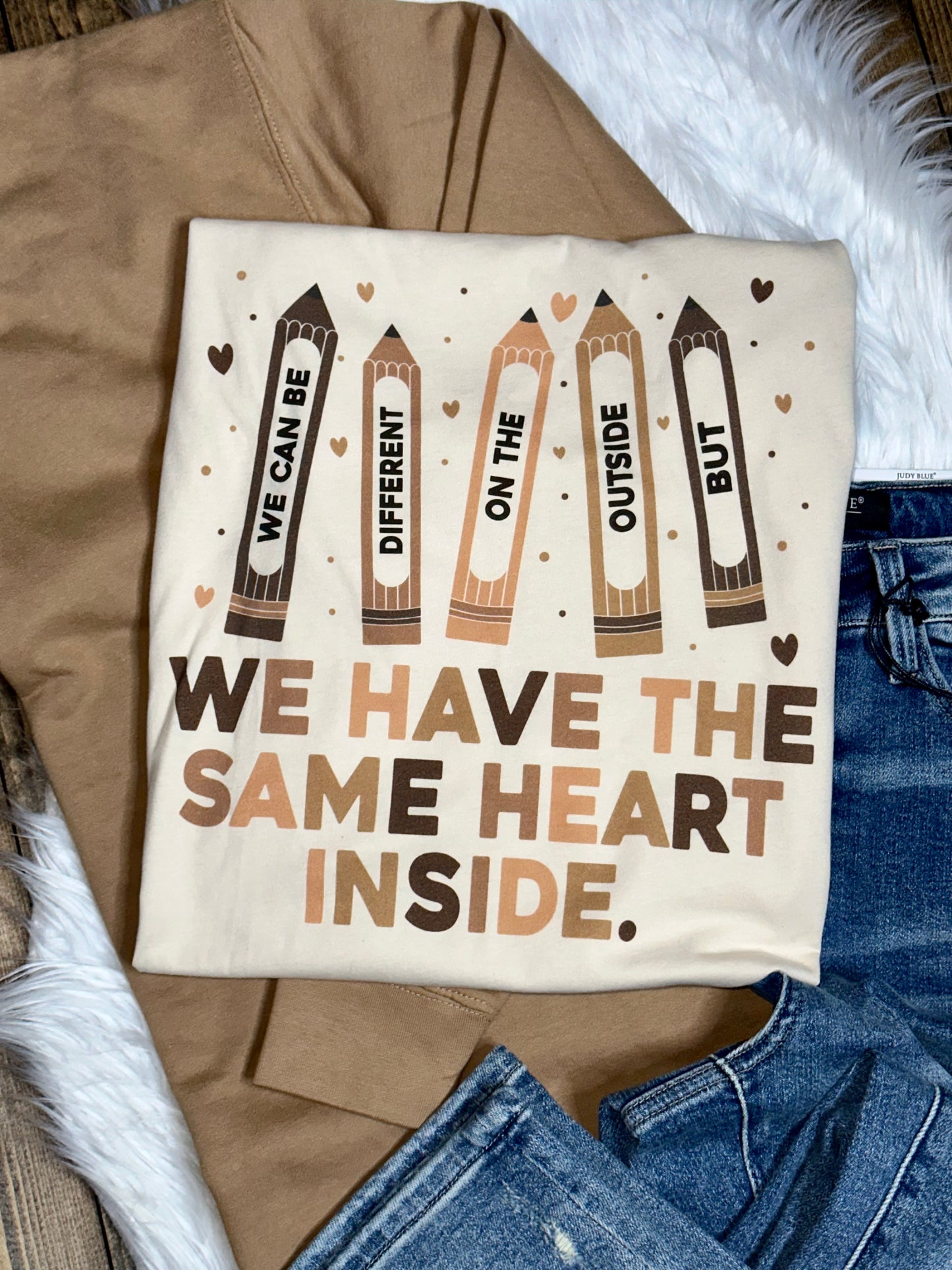 We Can Be Different on the Outside But We Have the Same Heart Inside Graphic Tee