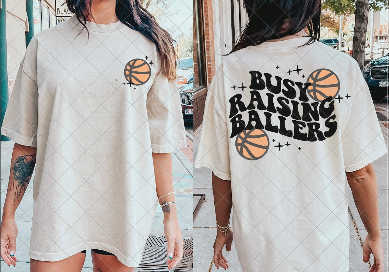 Busy Raising Ballers Basketball Graphic Tee